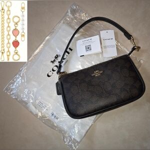 Coach Nolita 19 Signature Canvas Walnut/Brown Black Wristlet Bag +free Extenders